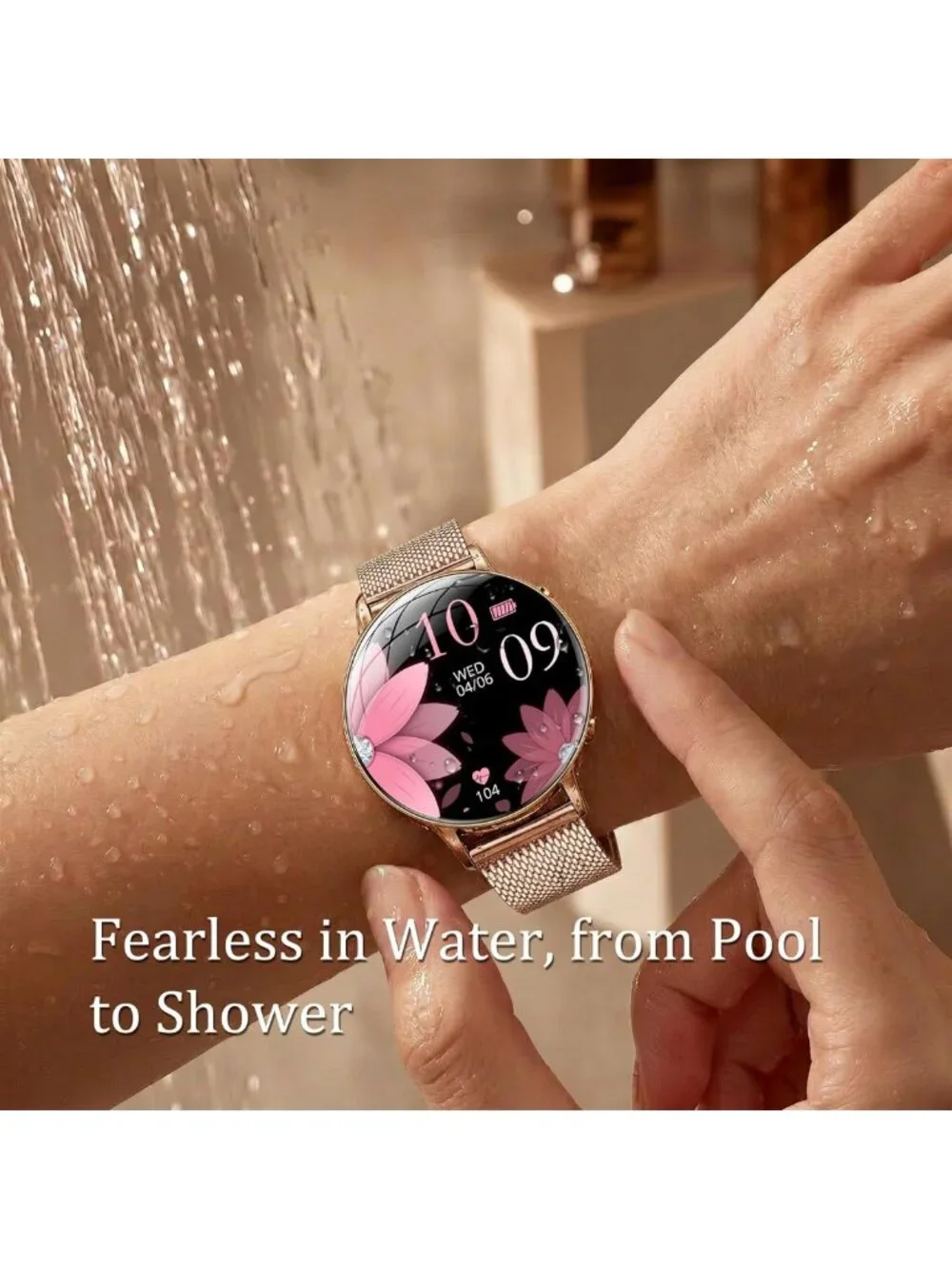 Lightweight Rose Gold Smartwatch for Women - 1.32” AMOLED, IP68 Waterproof